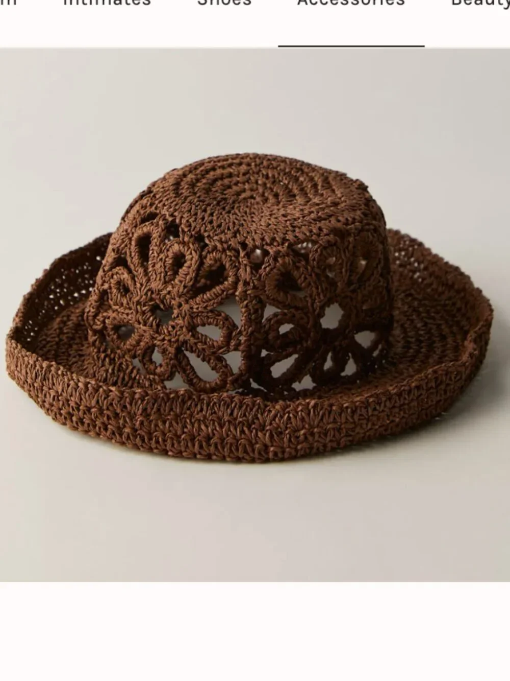 Haute Hippie Daisy Cut Out Straw Bucket Hat Natural